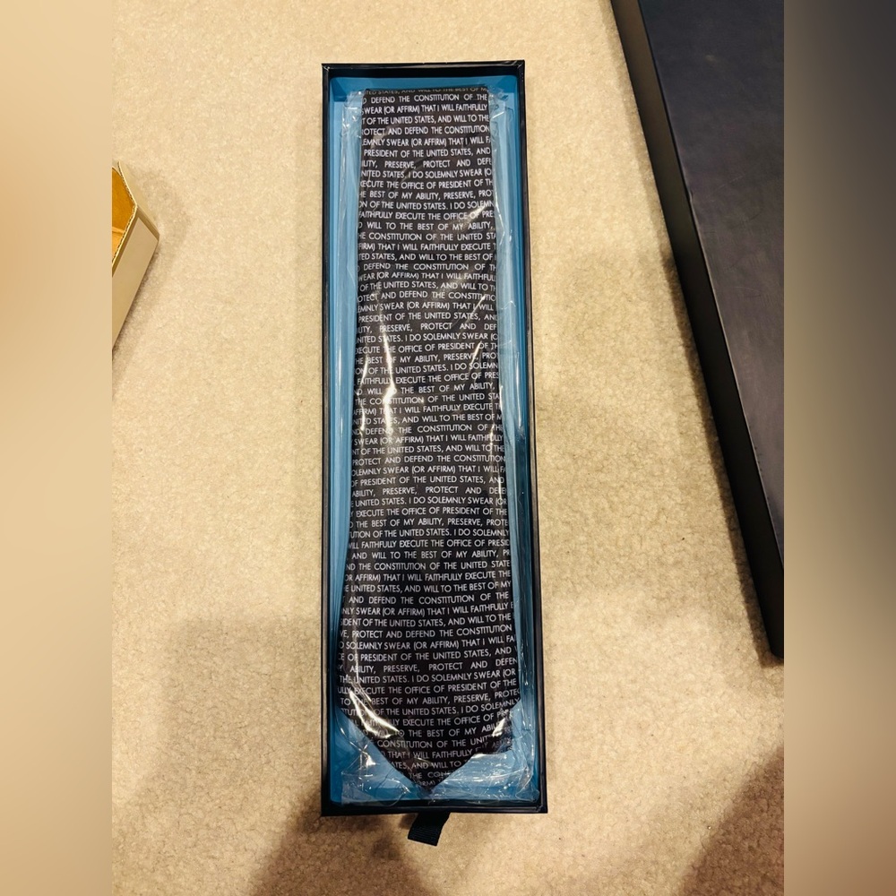 Black Text Patterned Tie